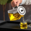 Bule de Vidro Resistente ao Calor com Infusor em Aço Inox – Design Quadrado 950ml