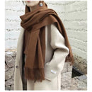 Cachecol Feminino com Franjas em Pashmina Liso