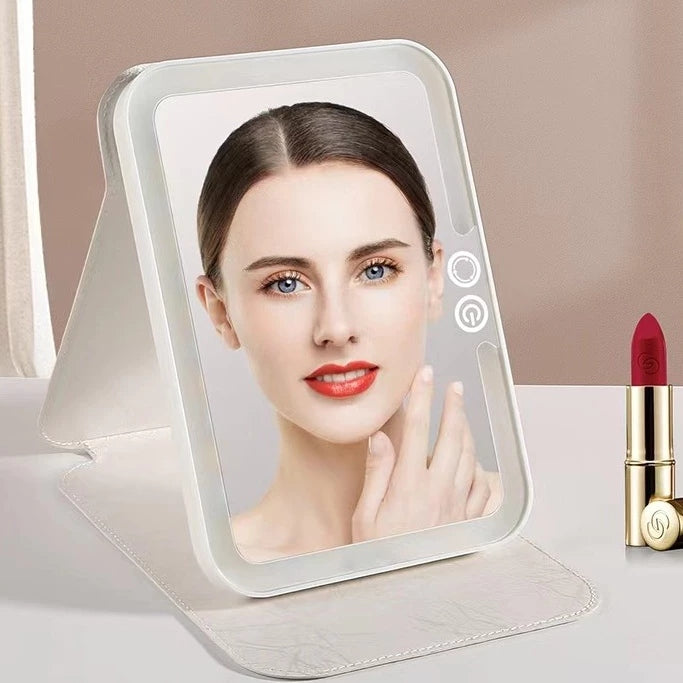 Espelho de Maquiagem com Iluminação LED Recarregável Portátil