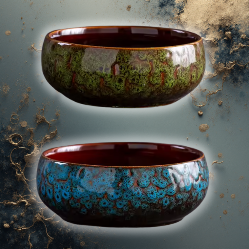 Kit 2 Plantador de Tigela de Lotus de Ceramica