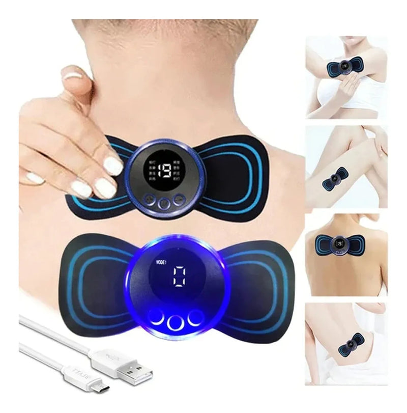 Kit Massageador Elétrico Portátil + Tapete Massageador para Pés e Corpo