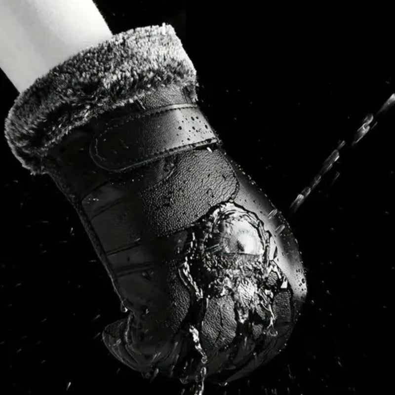 Luva de Couro Impermeável Térmica com Touch para Motoqueiro