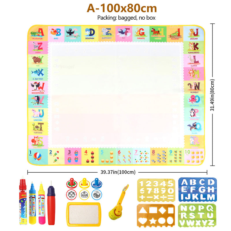 Tapete Mágico de Desenho com Água 100x80cm – Brinquedo Educativo Reutilizável com Canetas Mágicas para Crianças